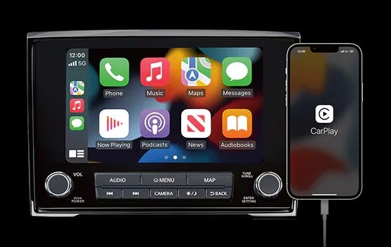 Stay connected with a standard 8" touch-screen display 2023 Nissan Titan | Michael Jordan Nissan in Durham NC