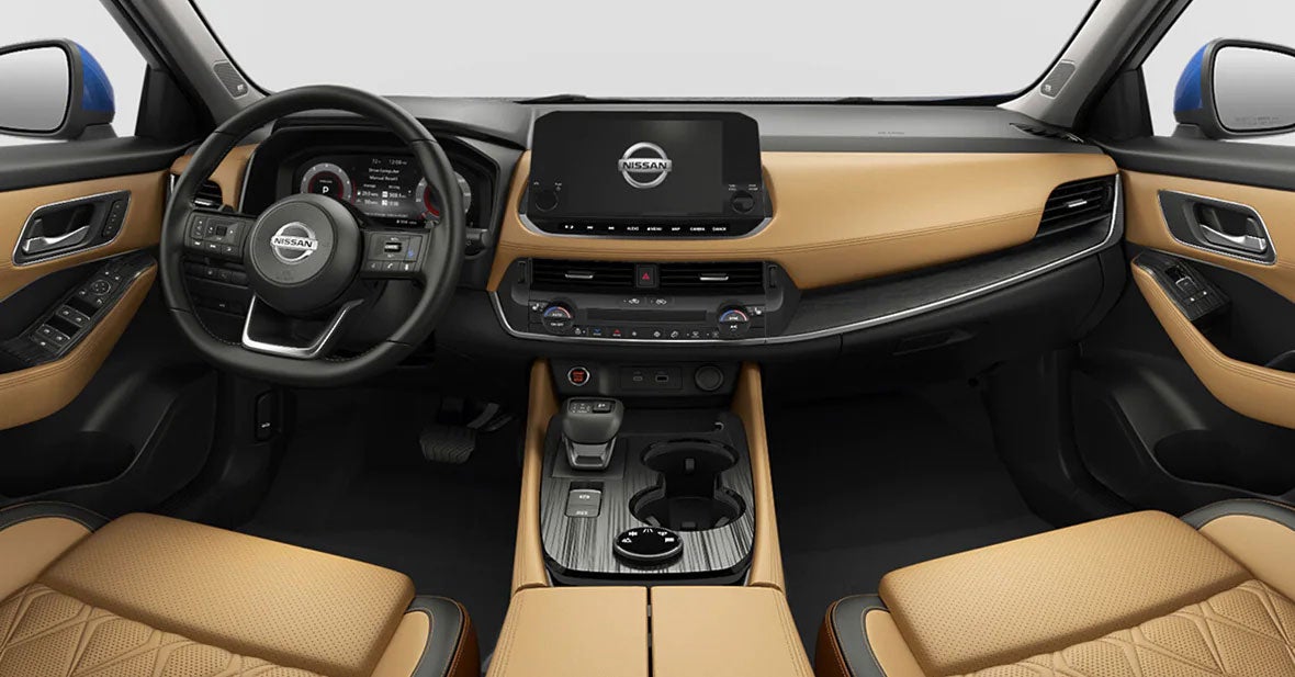 2021 Nissan Rogue platinum AWD with tan quilted leather interior